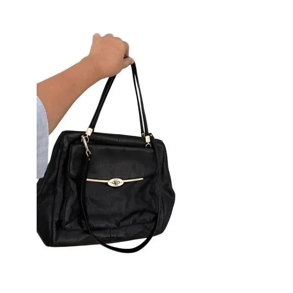 Coach 25170 Womens Black Leather Madison North South Satchel Shoulder Bag Large - Picture 12 of 12